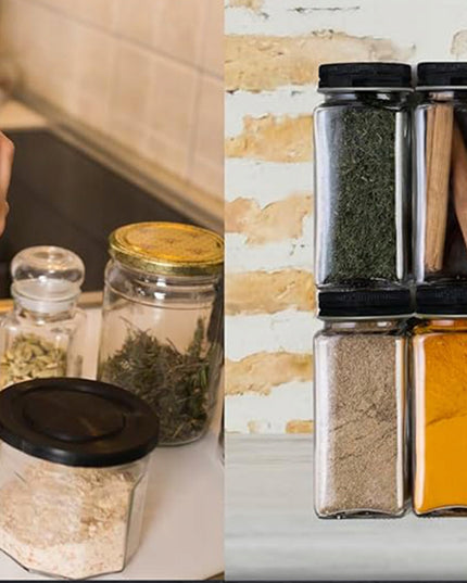 Indeliai prieskoniams stiklainiai talpyklos rinkinys 24 vnt 72 lipdukai