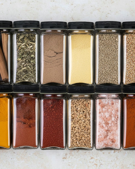 Indeliai prieskoniams stiklainiai talpyklos rinkinys 24 vnt 72 lipdukai