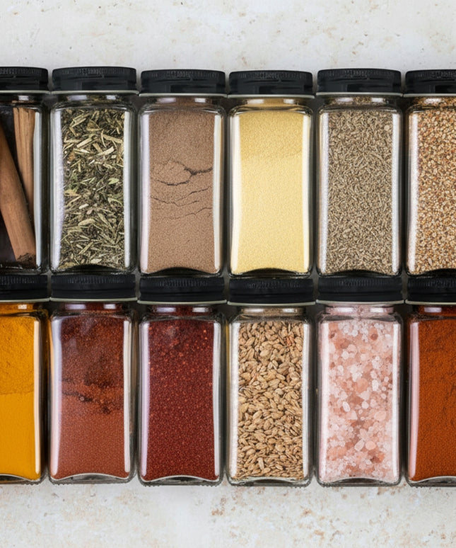 Indeliai prieskoniams stiklainiai talpyklos rinkinys 24 vnt 72 lipdukai