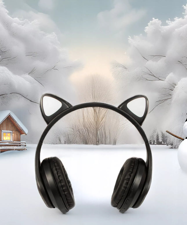 Belaidės ausinės vaikams Bluetooth, mikrofonas, katės ausytės, LED RGB