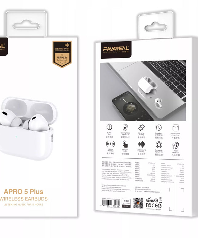 BELIAIDĖS AUSINĖS KANALINĖS PAVAREAL APro 5 PLUS Bluetooth 5.0