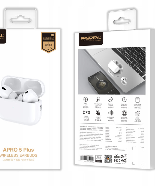 BELIAIDĖS AUSINĖS KANALINĖS PAVAREAL APro 5 PLUS Bluetooth 5.0