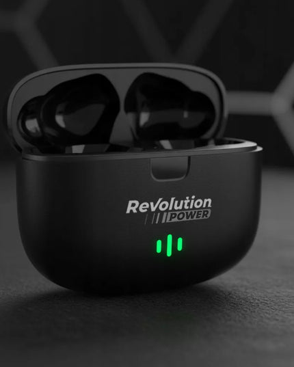 BELIAIDŽIAI AUSINUKAI BLUETOOTH 5.3 STEREO BASS ĮKIŠAMI Į AUSIS JUODI