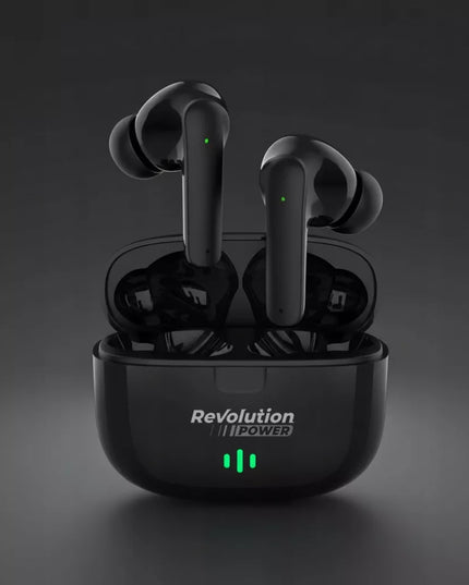BELIAIDŽIAI AUSINUKAI BLUETOOTH 5.3 STEREO BASS ĮKIŠAMI Į AUSIS JUODI