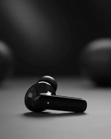 BELIAIDŽIAI AUSINUKAI BLUETOOTH 5.3 STEREO BASS ĮKIŠAMI Į AUSIS JUODI
