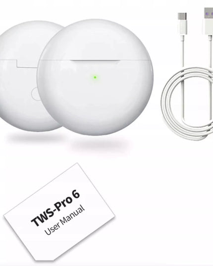 Belaidės ausinės PRO 6 BLUETOOTH 5.3 + Powerbank + USB C tipo laidas