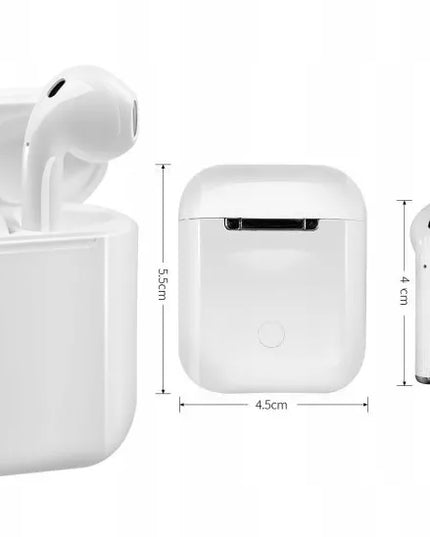 Baltos „Bluetooth TWS“ ausinės išmaniajam telefonui Android iOS muzikai ir pokalbiams su dėklu
