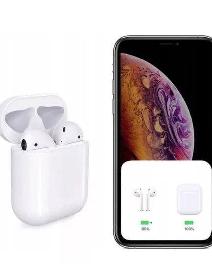 Baltos „Bluetooth TWS“ ausinės išmaniajam telefonui Android iOS muzikai ir pokalbiams su dėklu