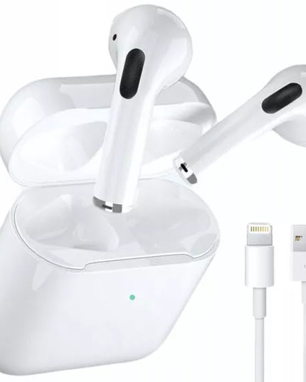 Baltos „Bluetooth TWS“ ausinės išmaniajam telefonui Android iOS muzikai ir pokalbiams su dėklu