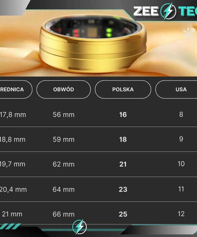 SMART RING Išmanusis žiedas Širdies ritmas Stresas Žingsniai Miego Sportas SMARTRING