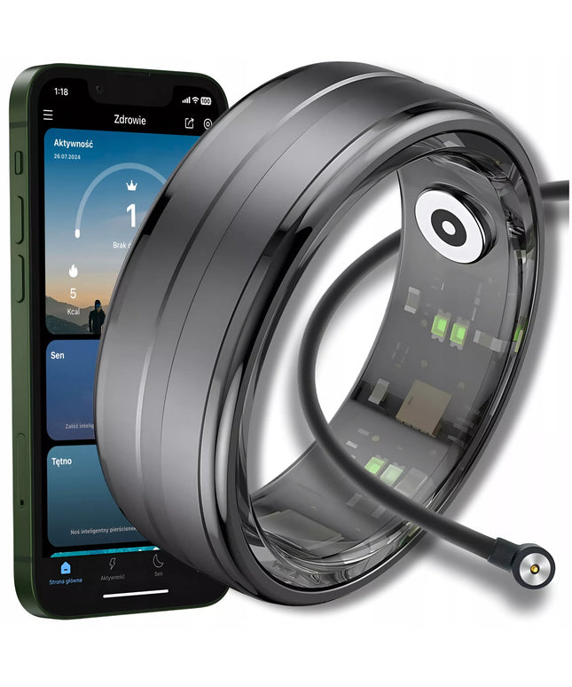 SMART RING Išmanusis žiedas Širdies ritmas Stresas Žingsniai Miego Sportas SMARTRING