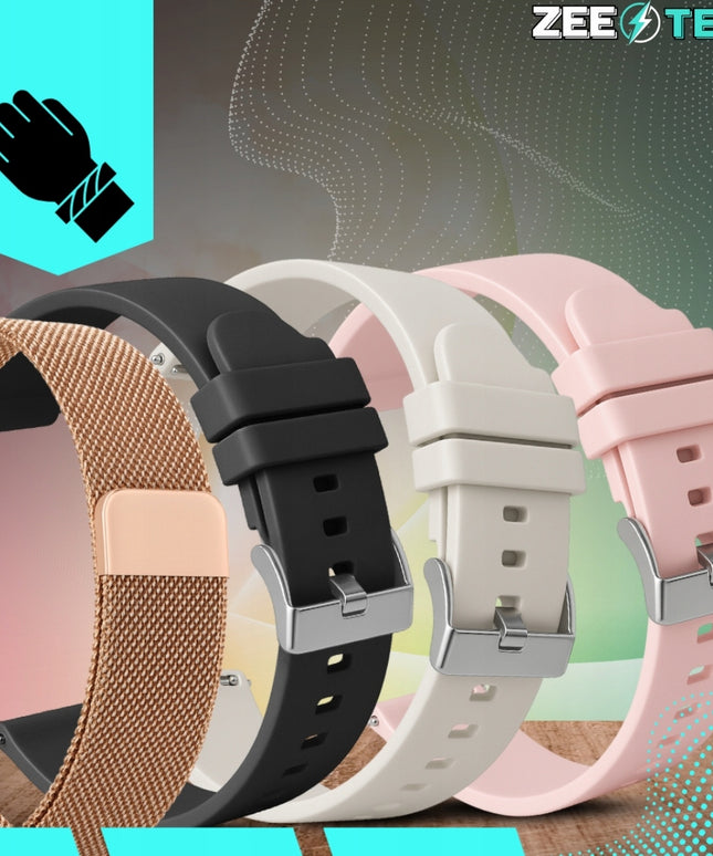 SMARTWATCH Moteriškas Laikrodis Pokalbiai Lenkiškas Meniu Cukraus Matuoklis Auksinis + 4 Apyrankės