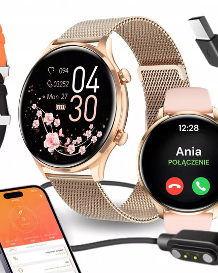 SMARTWATCH MOTERIŠKAS LAIKRODIS, ATSPARUS VANDENIUI, LIETUVIŠKAS MENIU, SKAMBUČIAI, SMART WATCH + 4 DIRŽELIAI