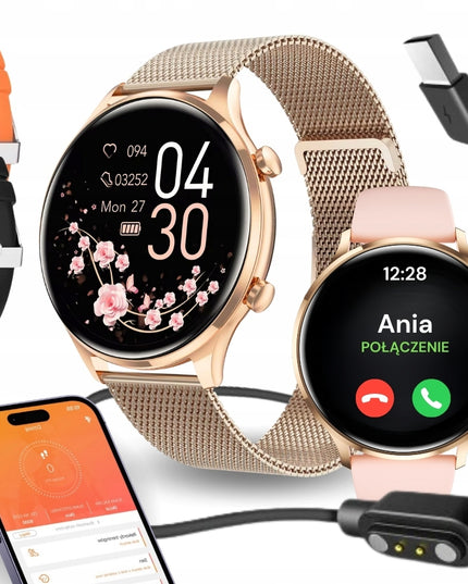 SMARTWATCH MOTERIŠKAS LAIKRODIS, ATSPARUS VANDENIUI, LIETUVIŠKAS MENIU, SKAMBUČIAI, SMART WATCH + 4 DIRŽELIAI