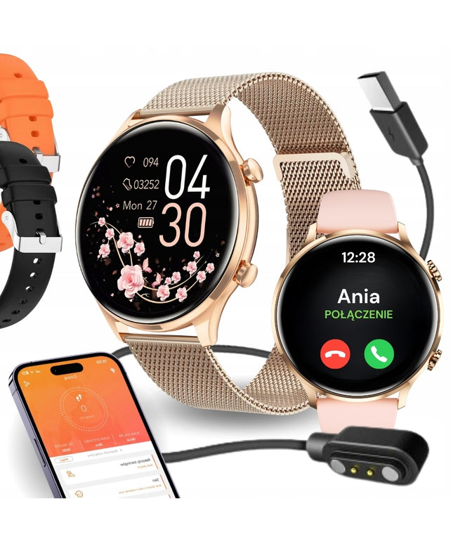 SMARTWATCH MOTERIŠKAS LAIKRODIS, ATSPARUS VANDENIUI, LIETUVIŠKAS MENIU, SKAMBUČIAI, SMART WATCH + 4 DIRŽELIAI
