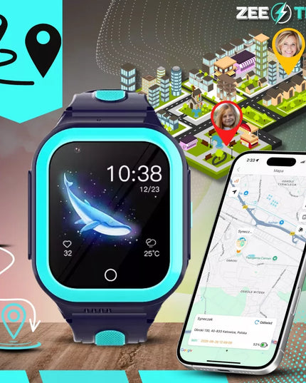Išmanusis laikrodis vaikams laikrodis GPS WhatsApp skambučiai WiFi 4G kamera + SIM
