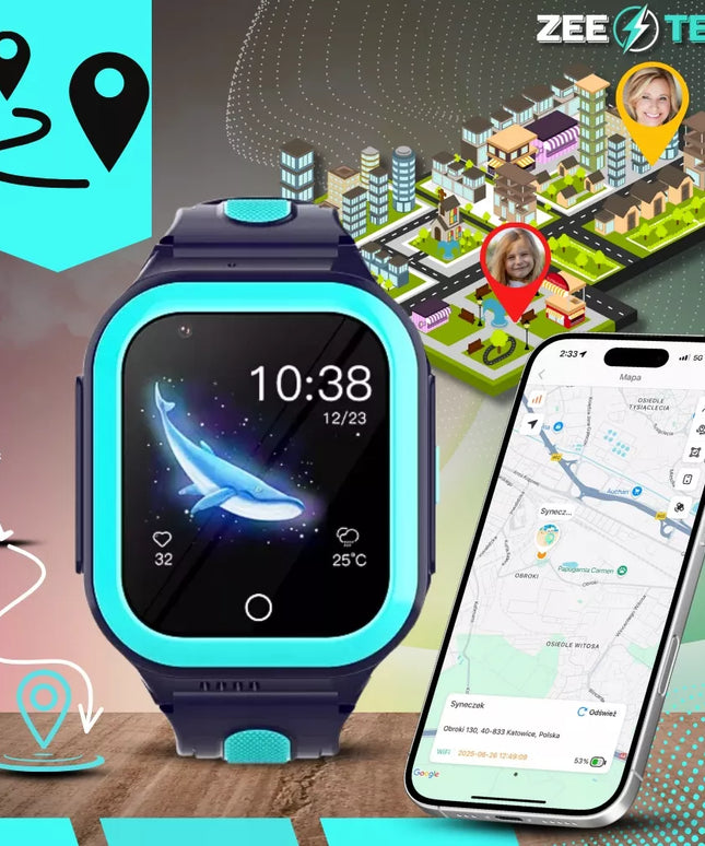 Išmanusis laikrodis vaikams ZeeTech su GPS, WhatsApp, skambučiais, WiFi, 4G ir kamera + SIM