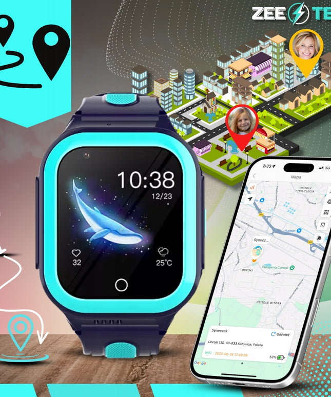 Išmanusis laikrodis vaikams laikrodis GPS WhatsApp skambučiai WiFi 4G kamera + SIM