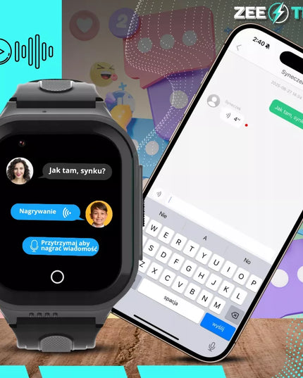 Išmanusis laikrodis vaikams ZeeTech su GPS, WhatsApp, skambučiais, WiFi, 4G ir kamera + SIM