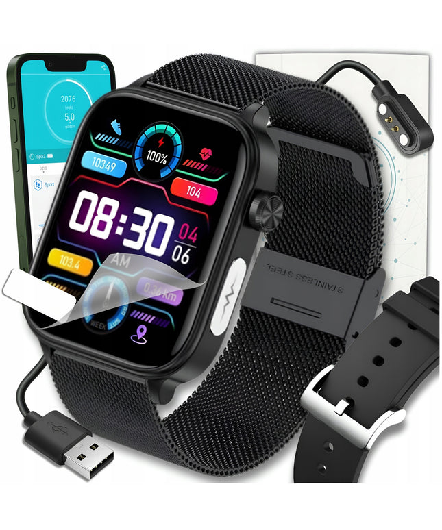 Išmanusis laikrodis vyrams ir moterims KARDIOWATCH su pokalbių funkcija, gliukozės matavimu ir lietuviu meniu