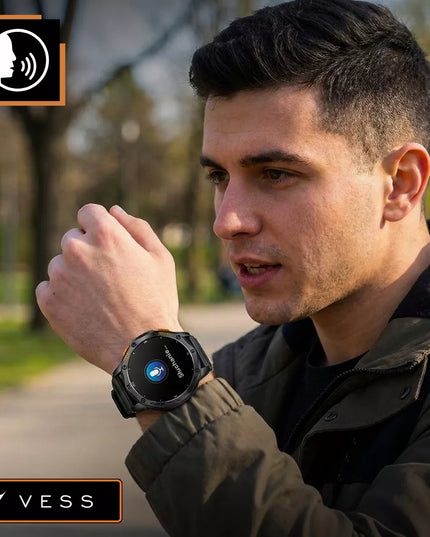 Vyriškas išmanusis laikrodis Vess K67 su GPS, vandeniui atsparus, sporto režimai ir skambučiai