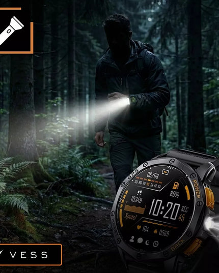 Vyriškas išmanusis laikrodis Vess K67 su GPS, vandeniui atsparus, sporto režimai ir skambučiai