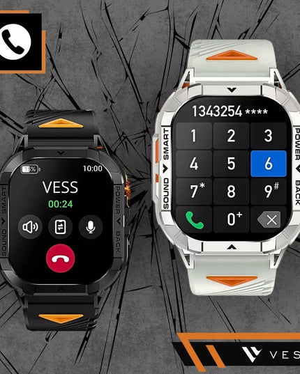 Vyriškas sportinis išmanusis laikrodis Vess K70A su Bluetooth skambučiais ir atsparus vandeniui, meniu lenkų kalba