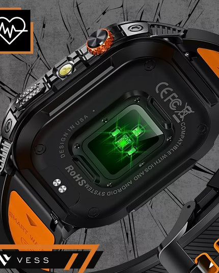 Vyriškas sportinis išmanusis laikrodis Vess K70A su Bluetooth skambučiais ir atsparus vandeniui, meniu lenkų kalba