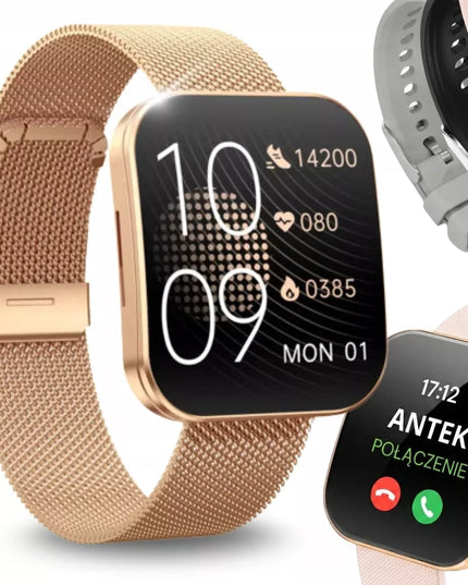 Moteriškas išmanusis laikrodis Vess TKY47 suapvalintu 3D ekranu, AMOLED menu ir 4 dirželiais