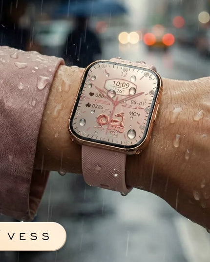 Moteriškas išmanusis laikrodis Vess TKY47 suapvalintu 3D ekranu, AMOLED menu ir 4 dirželiais