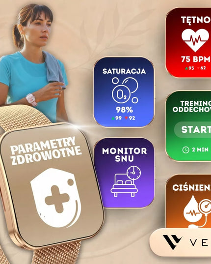 Moteriškas išmanusis laikrodis Vess TKY47 suapvalintu 3D ekranu, AMOLED menu ir 4 dirželiais