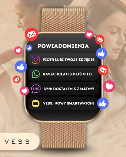 Moteriškas išmanusis laikrodis Vess TKY47 suapvalintu 3D ekranu, AMOLED menu ir 4 dirželiais