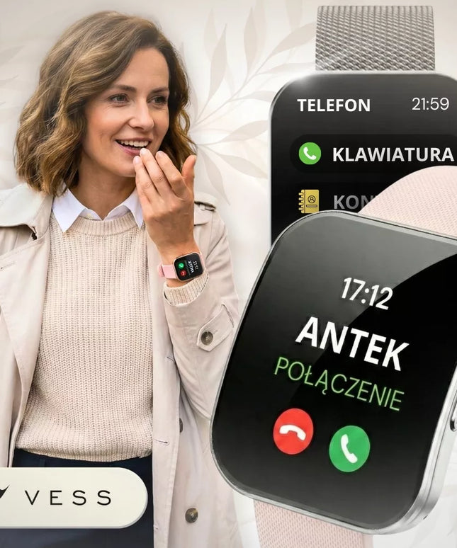 MOTERIŠKAS IŠMANUSIS LAIKRODIS VESS SU UŽLENKTU 3D EKRANU, AMOLED IR 4 DIRŽELIAIS