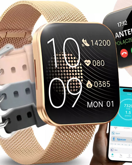 Moteriškas išmanusis laikrodis Vess TKY47 suapvalintu 3D ekranu, AMOLED menu ir 4 dirželiais