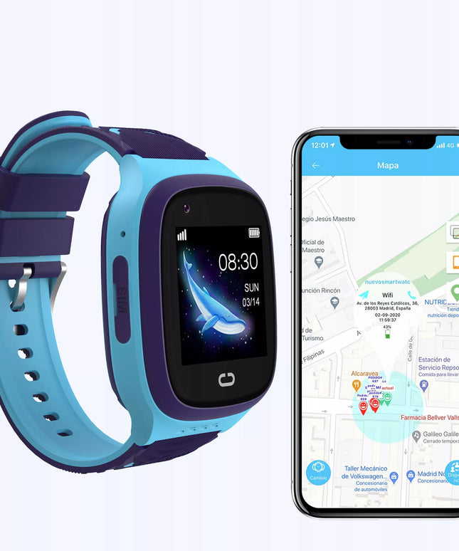 Išmanusis laikrodis vaikams BLOW K18 su SIM kortele, vaizdo skambučiais, GPS ir SMS (mėlynas)
