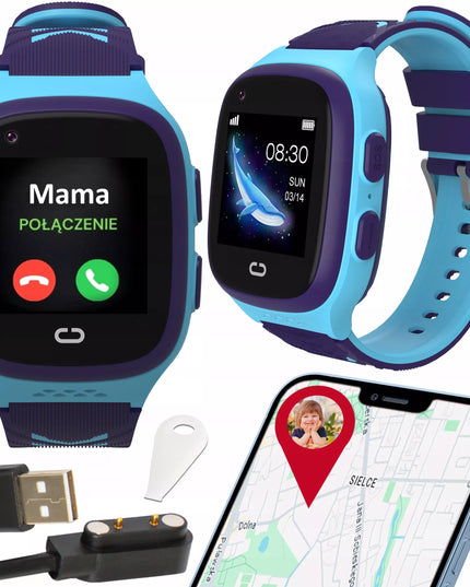 Išmanusis laikrodis vaikams BLOW K18 su SIM kortele, vaizdo skambučiais, GPS ir SMS (mėlynas)