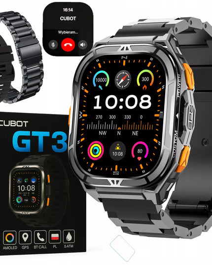 Išmanusis laikrodis vyrams Cubot GT3 AMOLED GPS skambučiai šarvuotas karinis