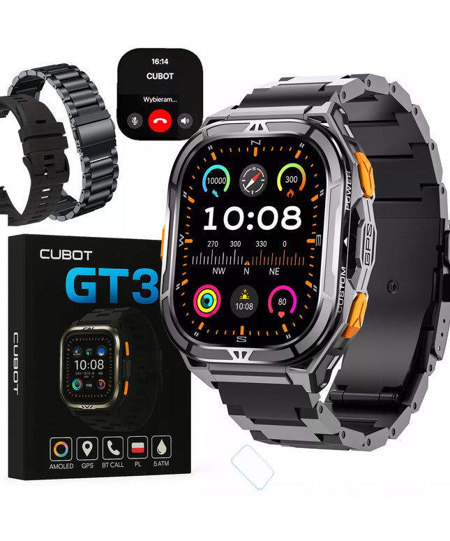 Išmanusis laikrodis vyrams Cubot GT3 AMOLED GPS skambučiai šarvuotas karinis