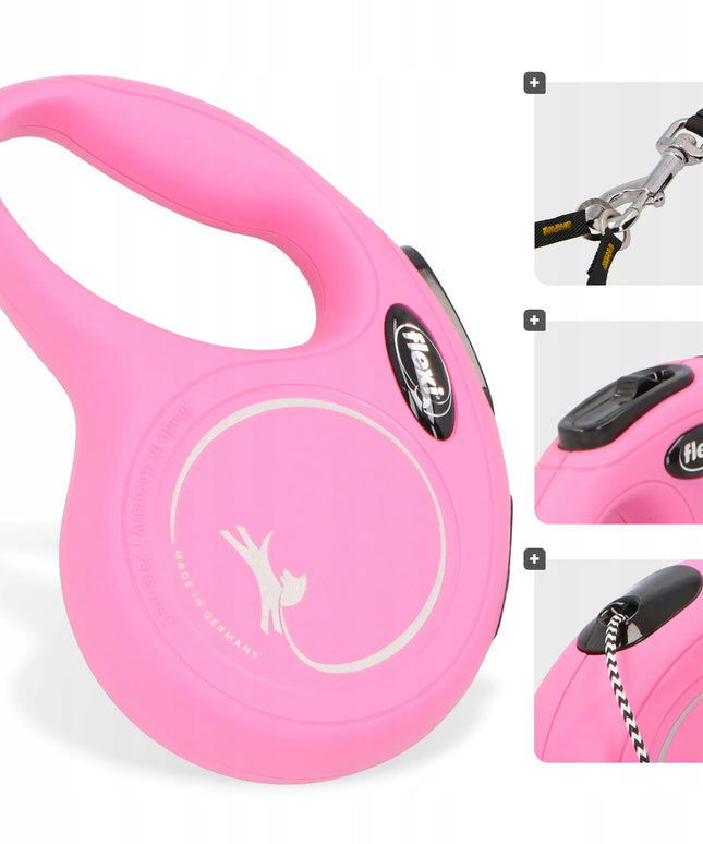 Automatinis pavadėlis šunims ir katėms FLEXI New Classic XS, 3 m iki 8 kg, rožinis