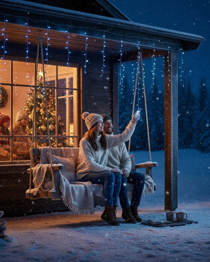 VARVEKLIAI 300 LED prailginami 10m FLASH lauko ŠALTAI BALTA