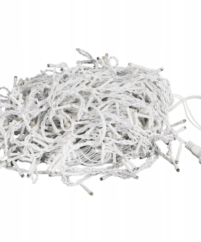 VARVEKLIAI 300 LED prailginami 10m FLASH lauko ŠALTAI BALTA