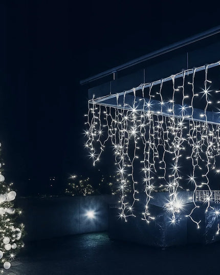 VARVEKLIAI 500 LED IP44 LAUKO GIRLIANDA PASTOVUS ŠVIETIMAS + BLIZGESYS PREMIUM