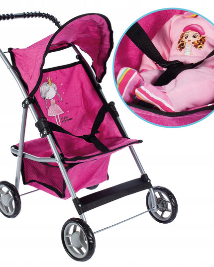 Sulankstomas lengvas stabilus princesės lėlių vežimėlis