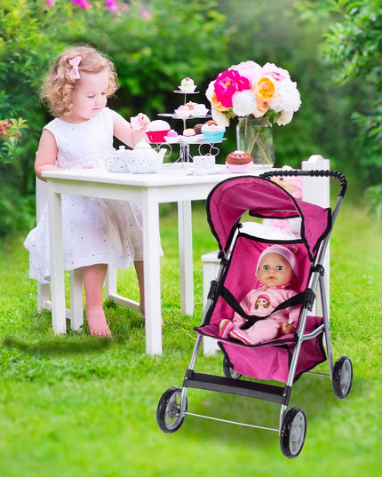 Sulankstomas lengvas stabilus princesės lėlių vežimėlis