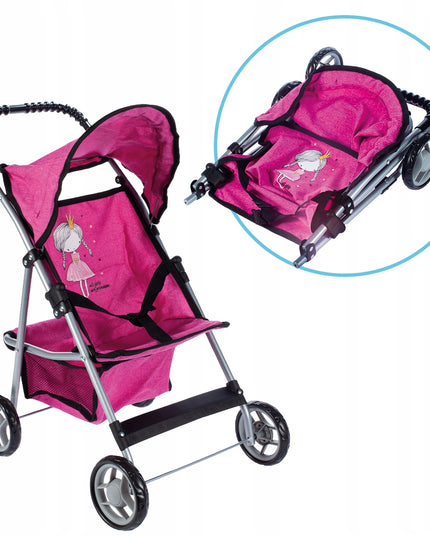 Sulankstomas lengvas stabilus princesės lėlių vežimėlis