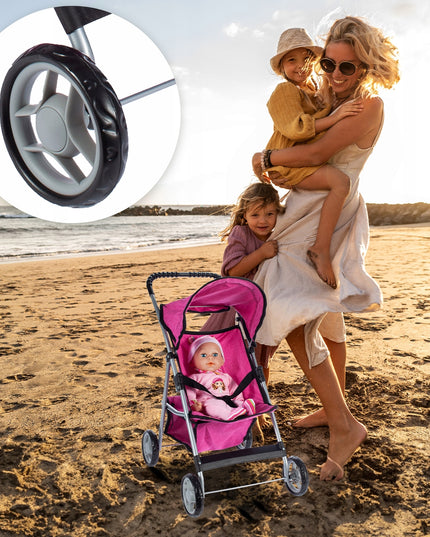 Sulankstomas lengvas stabilus princesės lėlių vežimėlis