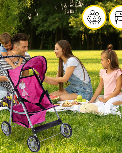 Sulankstomas lengvas stabilus princesės lėlių vežimėlis