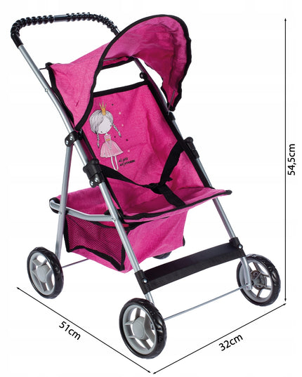 Sulankstomas lengvas stabilus princesės lėlių vežimėlis