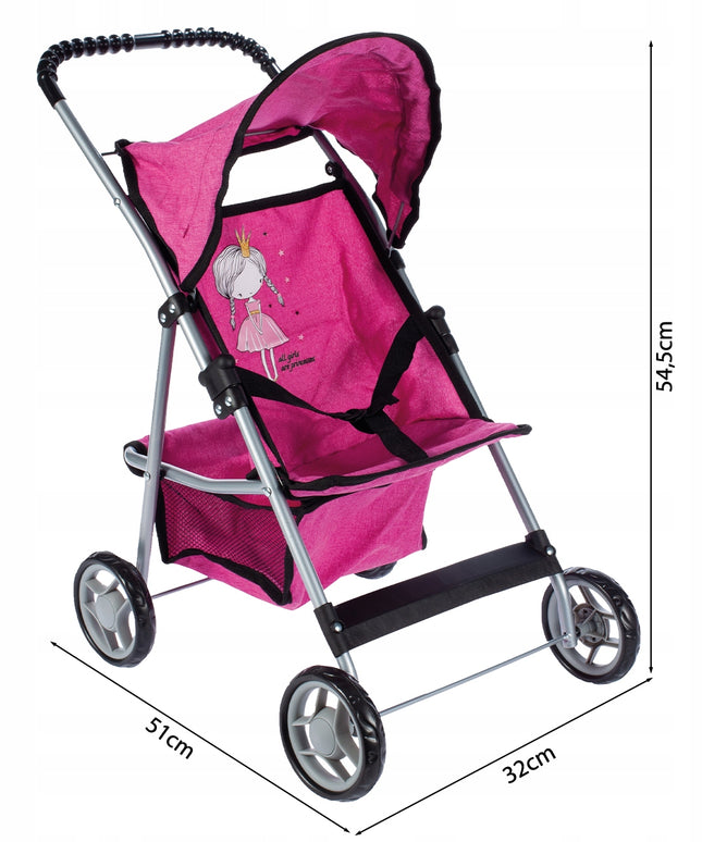 Sulankstomas lengvas stabilus princesės lėlių vežimėlis