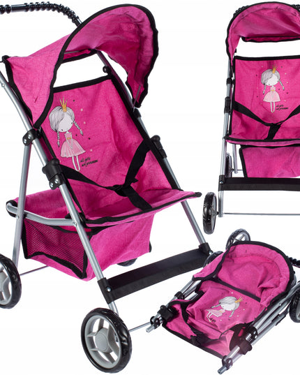 Sulankstomas lengvas stabilus princesės lėlių vežimėlis